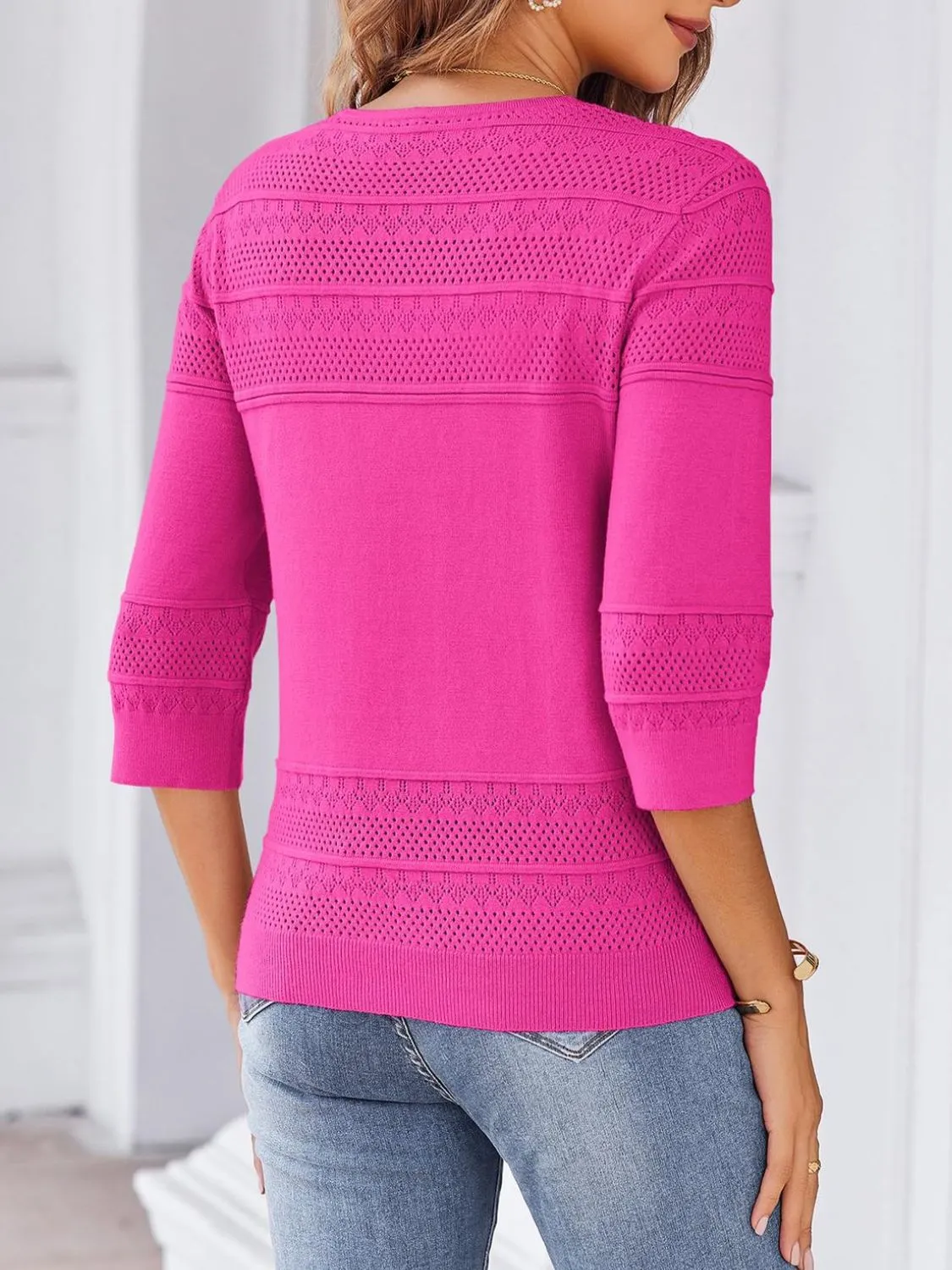 Button Up 3/4 Sleeve Cardigan - Image 9