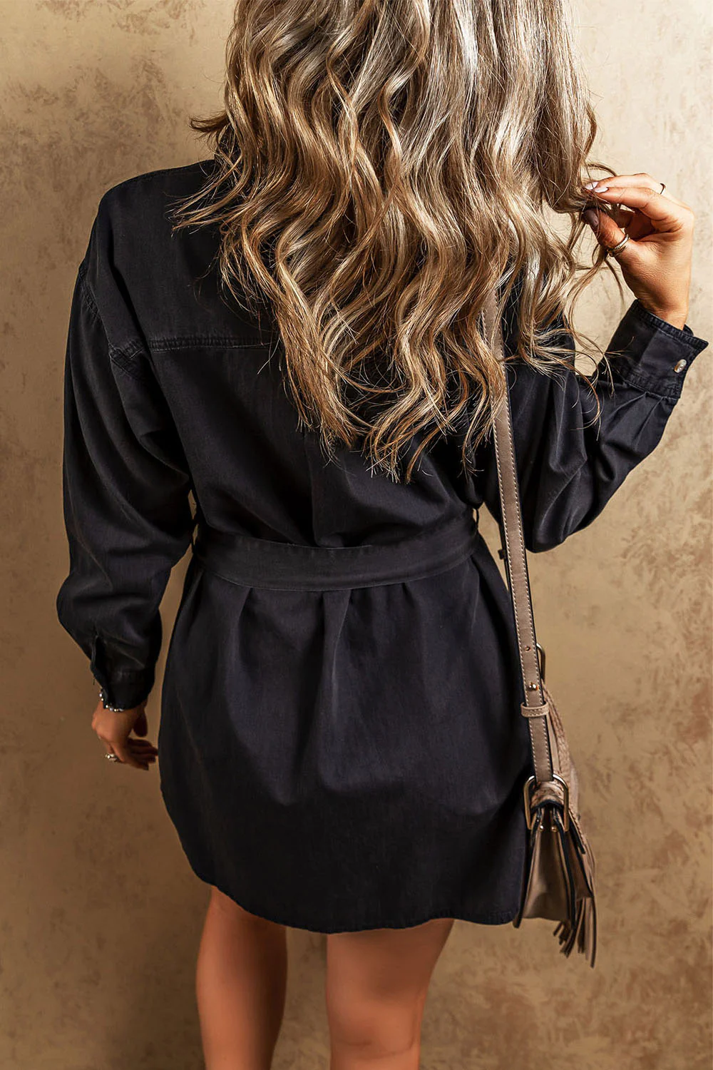 Button Up Collared Neck Denim Dress - Image 2
