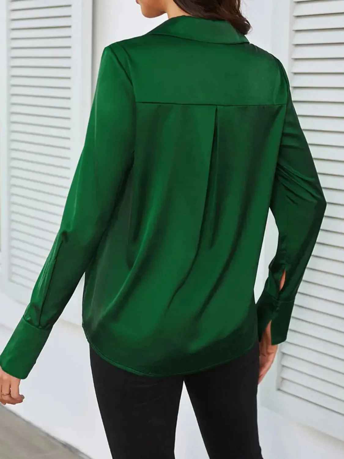 Button Up Collared Neck Long Sleeve Shirt - Image 4