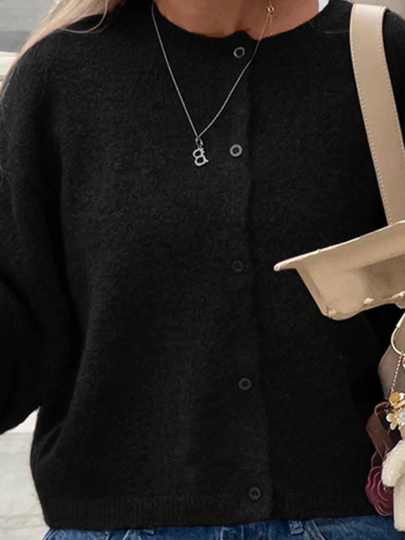 Button-Up Cropped Sweater Cardigan - Image 6