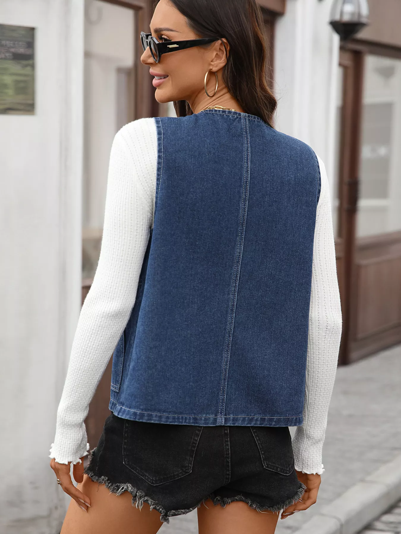 Button Up Denim Vest - Image 4