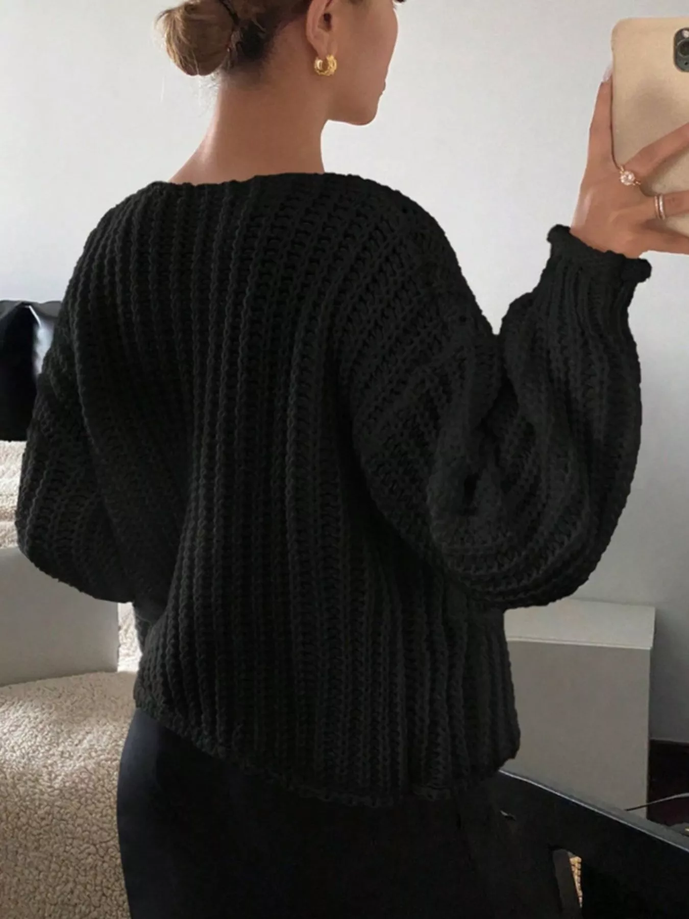Button Up Dropped Shoulder Cardigan - Image 8