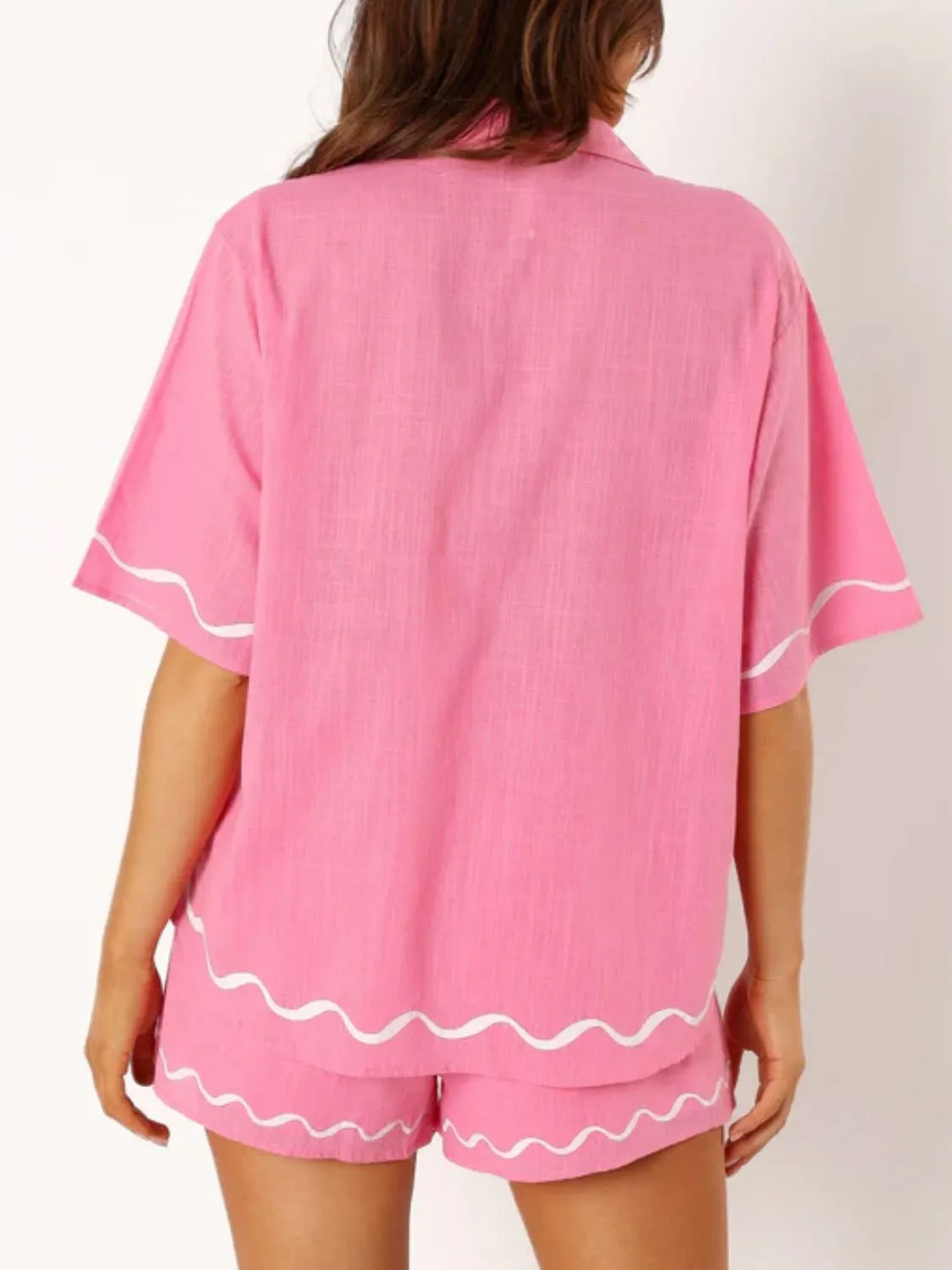 Button Up Half Sleeve Top and Shorts Set - Image 4