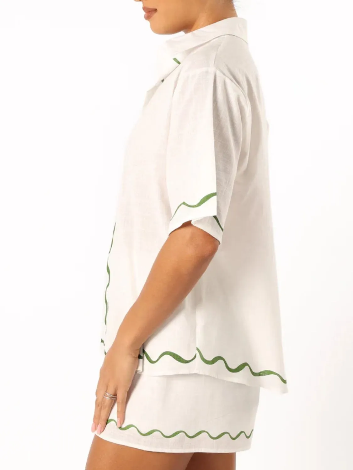 Button Up Half Sleeve Top and Shorts Set - Image 9