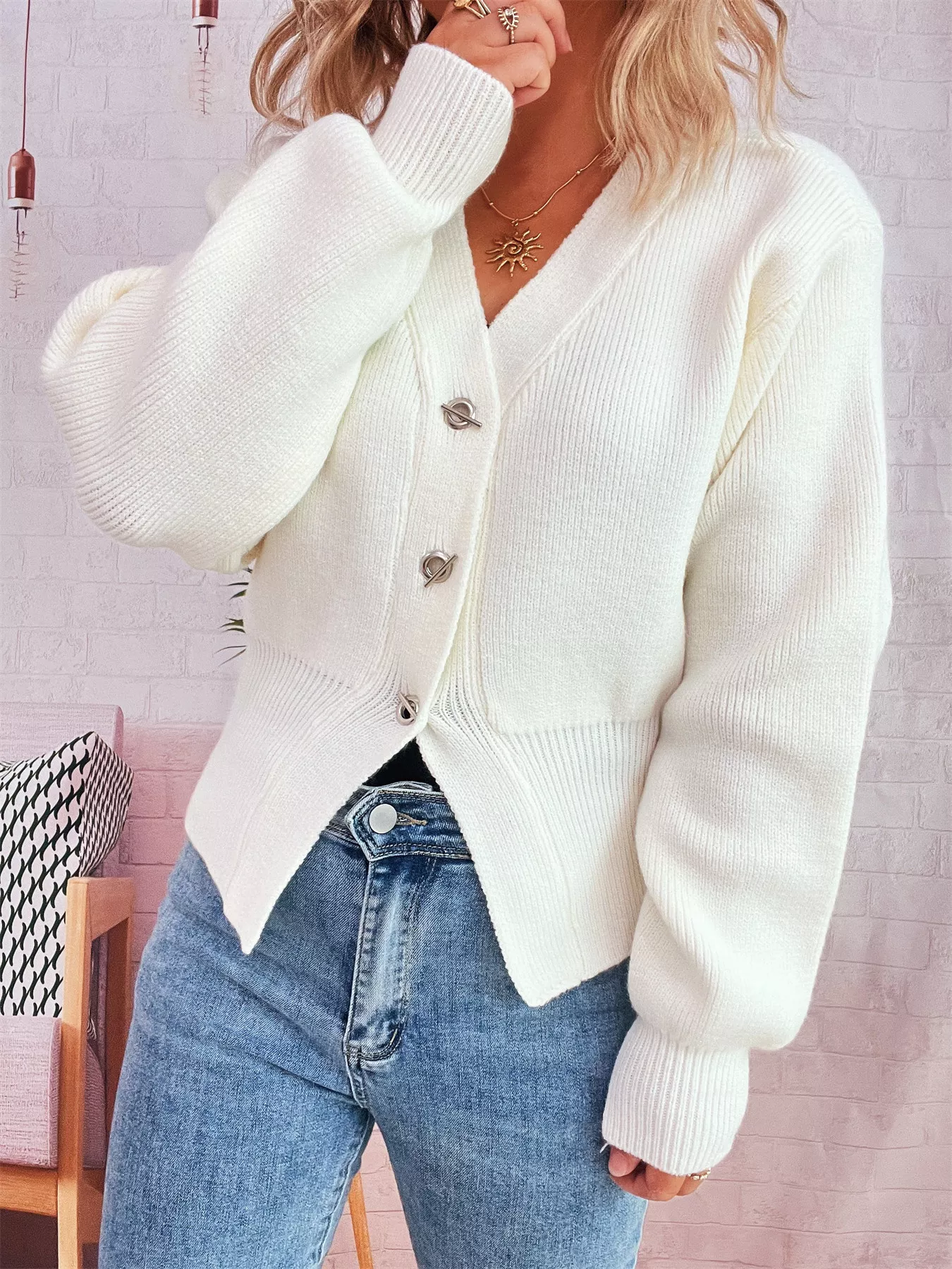 Button Up Long Sleeve Cardigan - Image 2