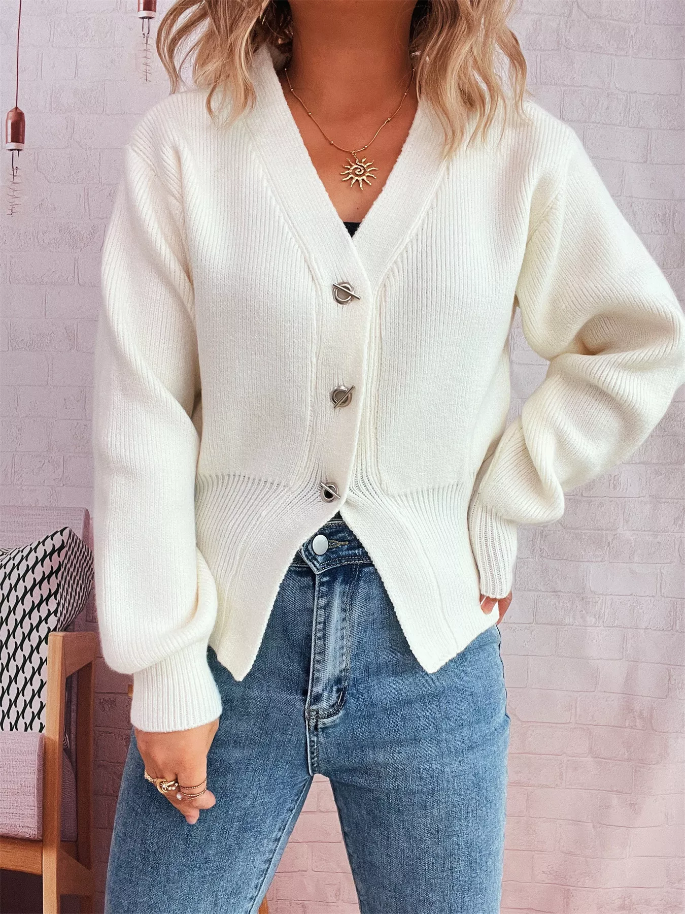 Button Up Long Sleeve Cardigan - Image 3