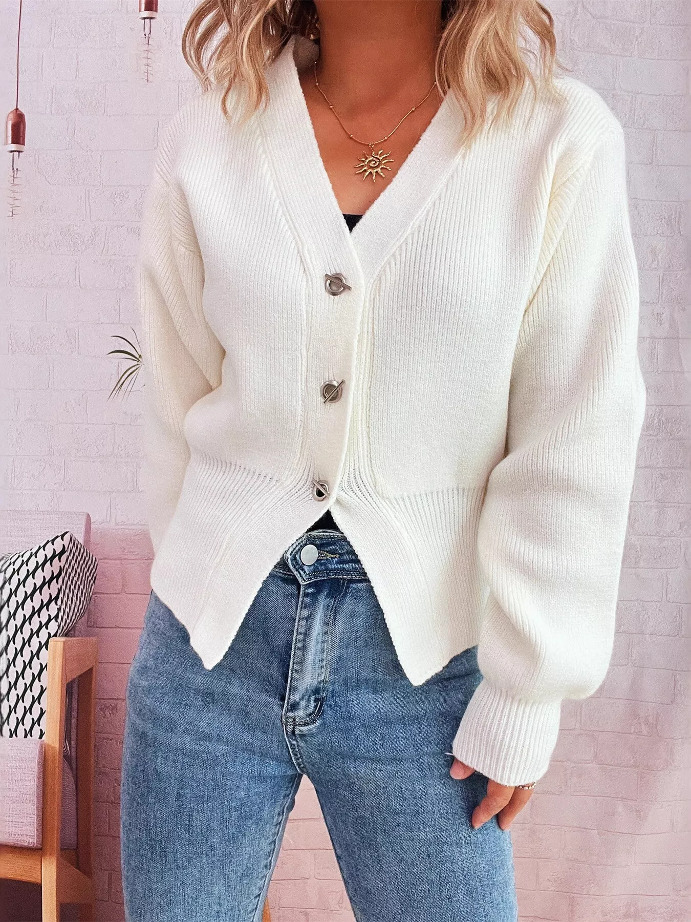 Button Up Long Sleeve Cardigan - Image 4