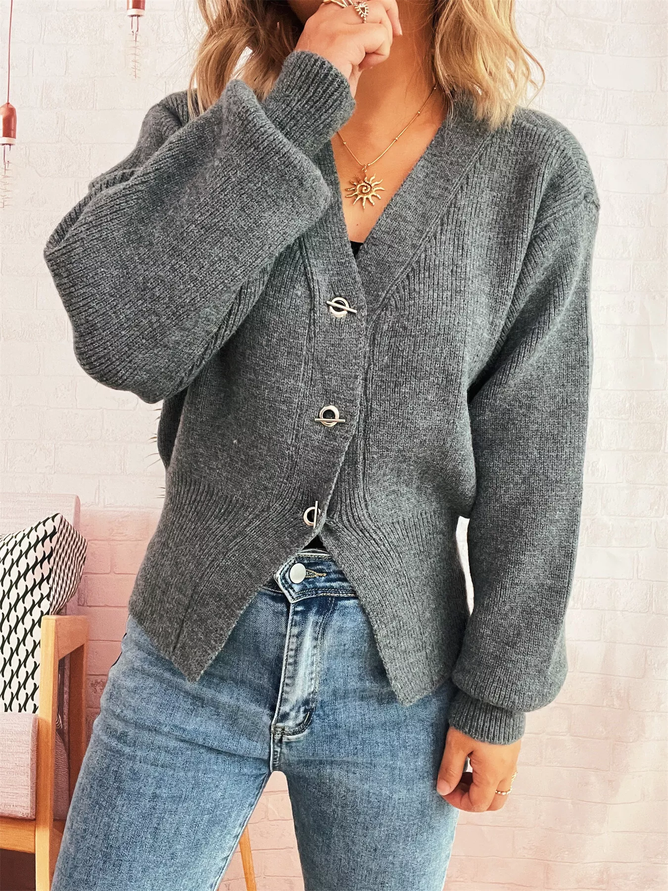 Button Up Long Sleeve Cardigan - Image 6