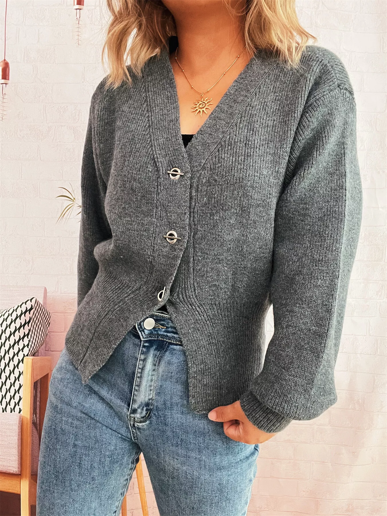 Button Up Long Sleeve Cardigan - Image 7