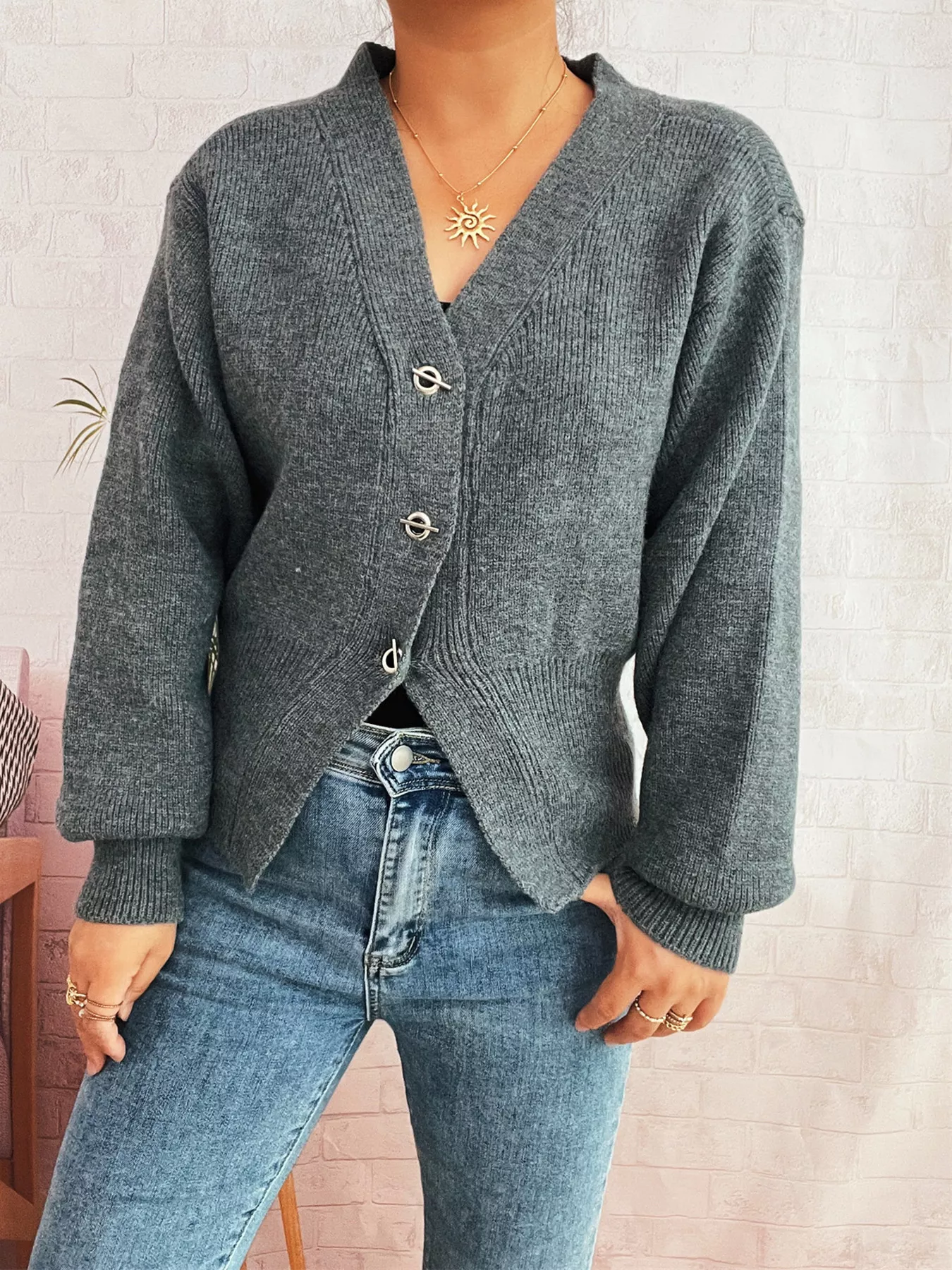 Button Up Long Sleeve Cardigan - Image 8