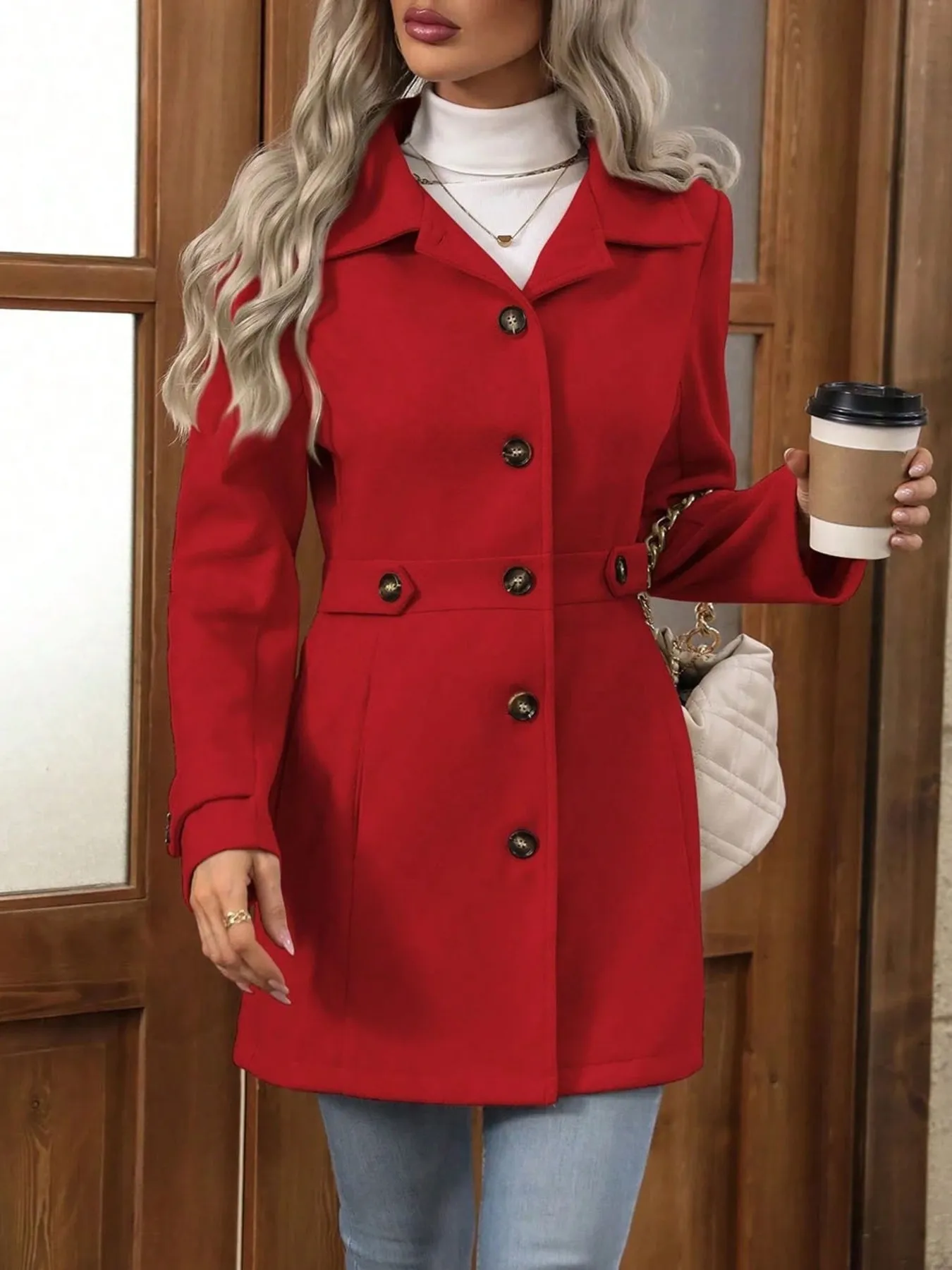 Button Up Long Sleeve Coat - Image 12