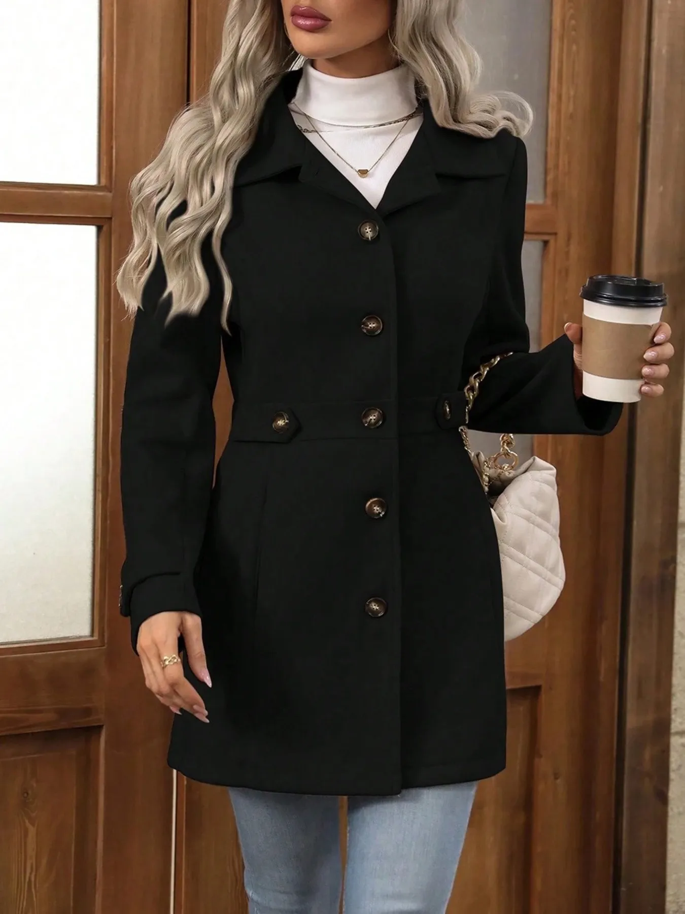 Button Up Long Sleeve Coat - Image 17