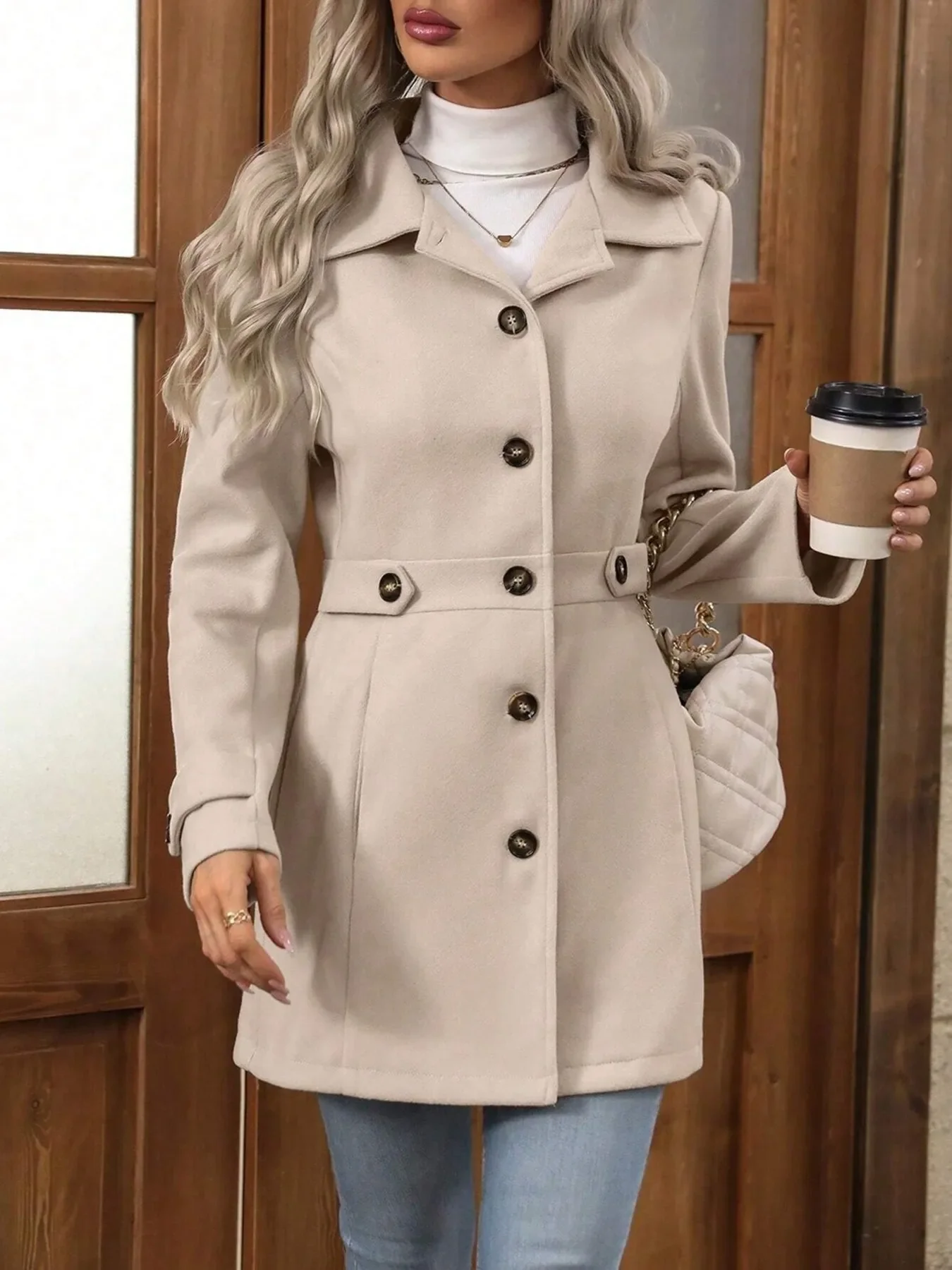 Button Up Long Sleeve Coat - Image 3