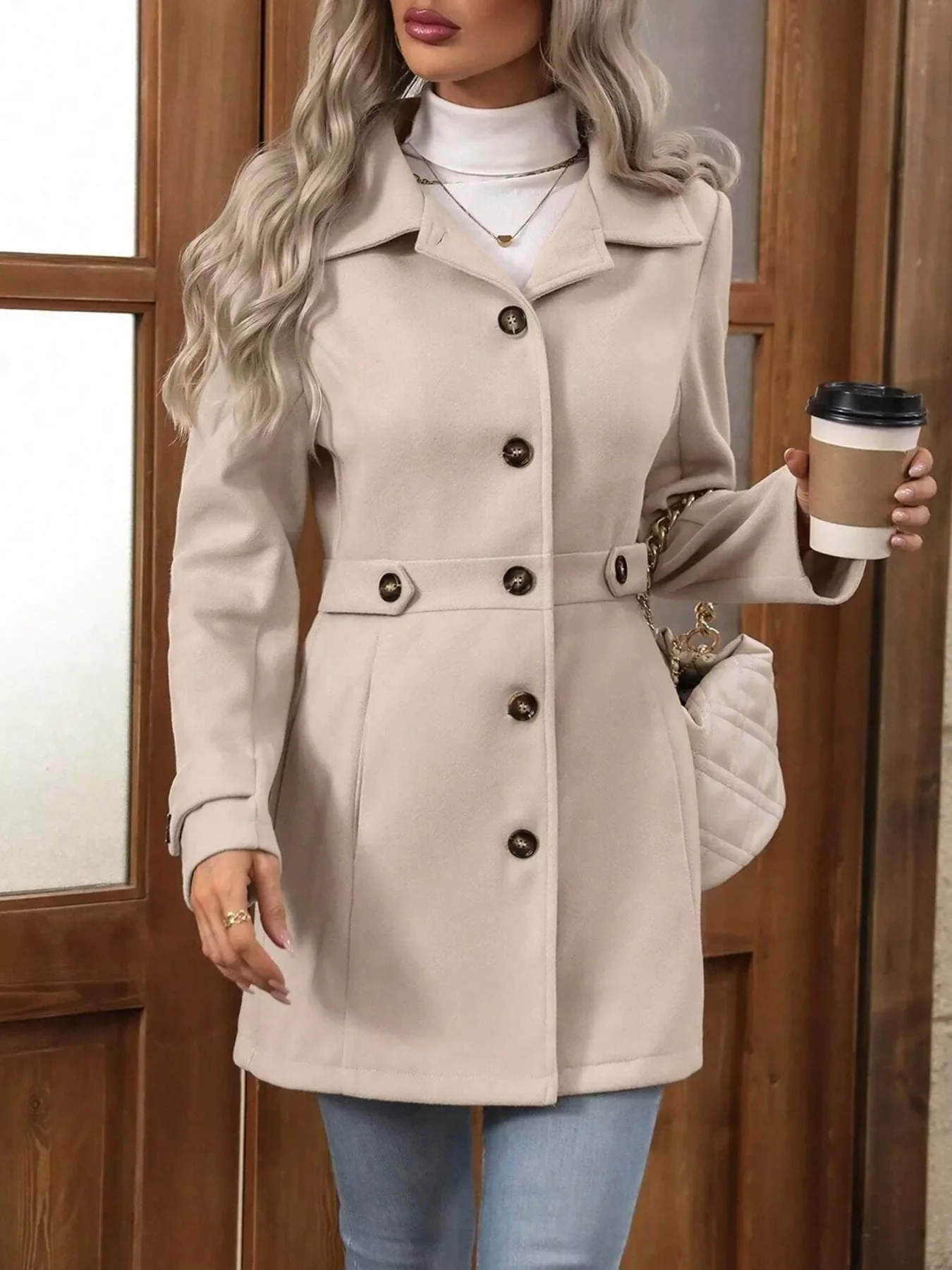 Button Up Long Sleeve Coat - Image 3