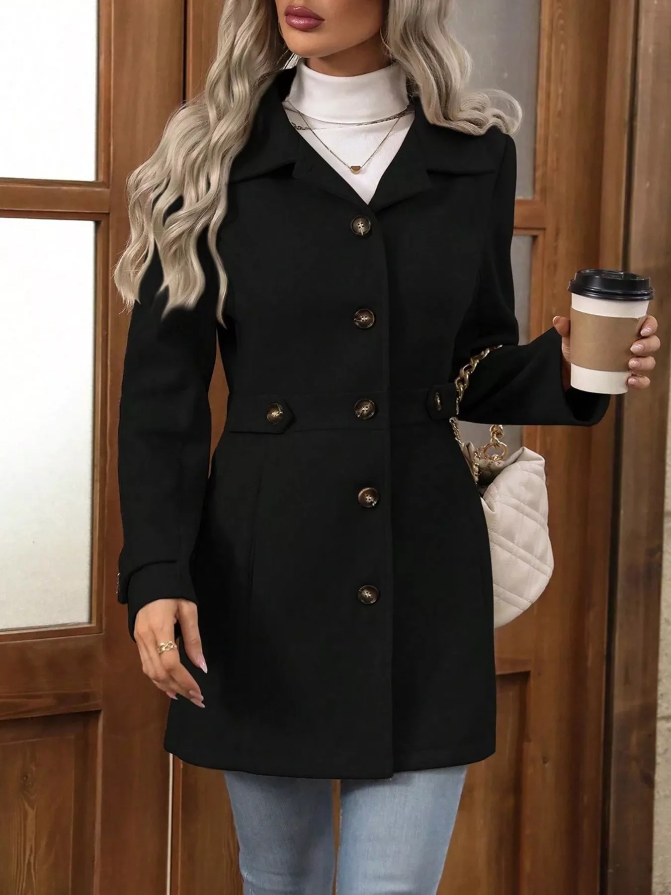 Button Up Long Sleeve Coat - Image 7