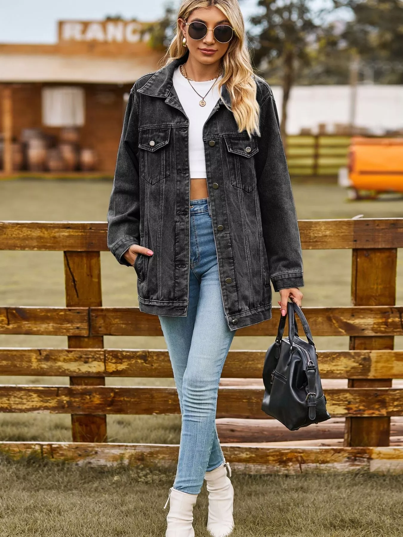 Button Up Long Sleeve Denim Jacket - Image 11