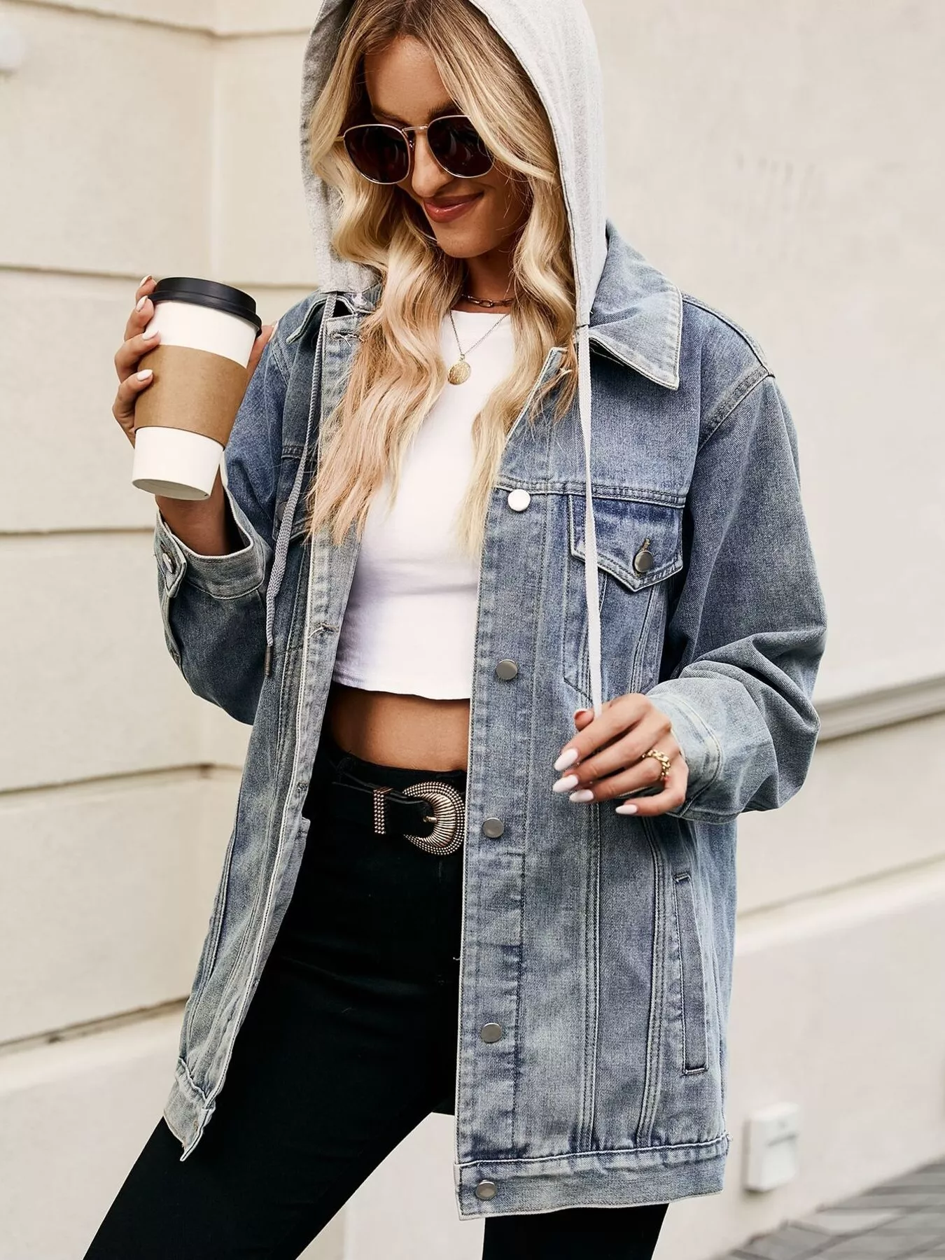 Button Up Long Sleeve Denim Jacket - Image 15