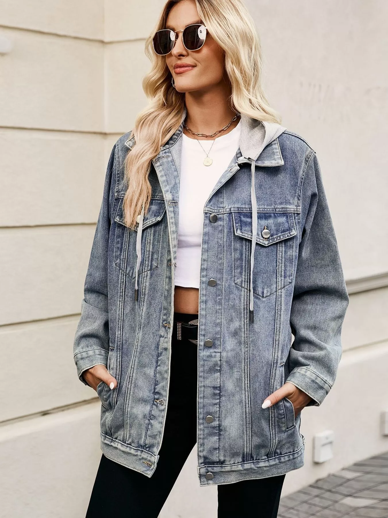 Button Up Long Sleeve Denim Jacket - Image 16
