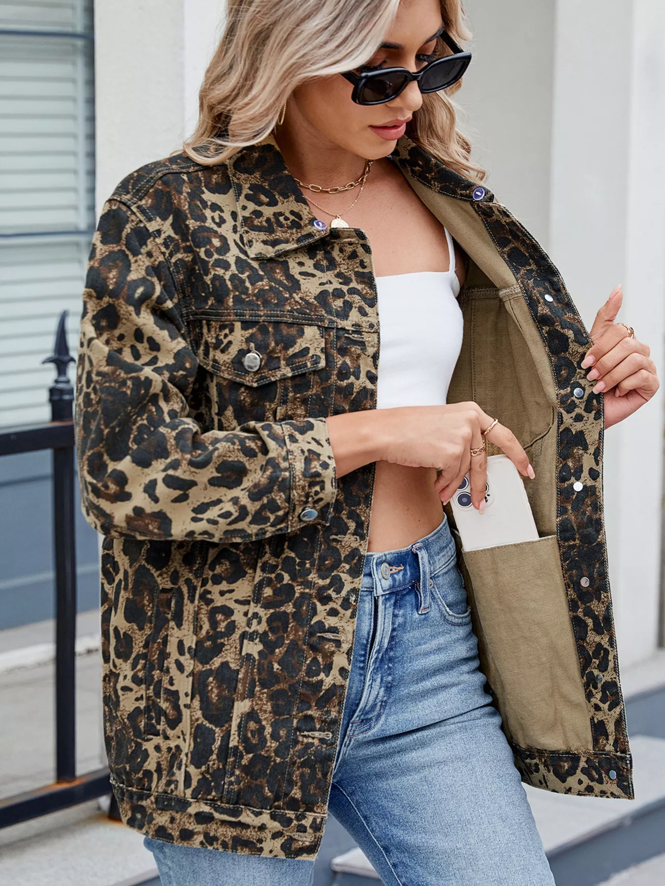 Button Up Long Sleeve Denim Jacket - Image 25