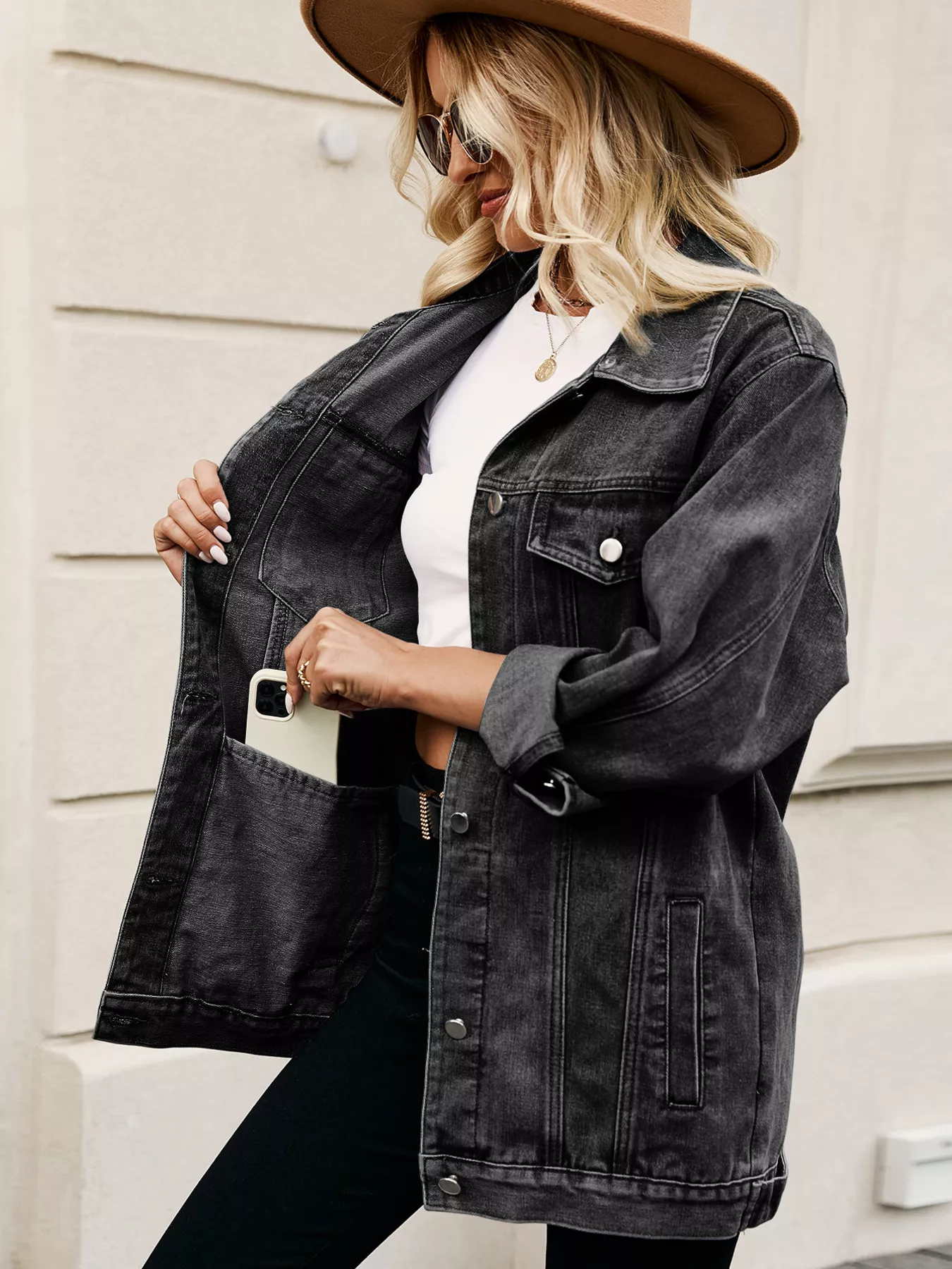 Button Up Long Sleeve Denim Jacket - Image 8
