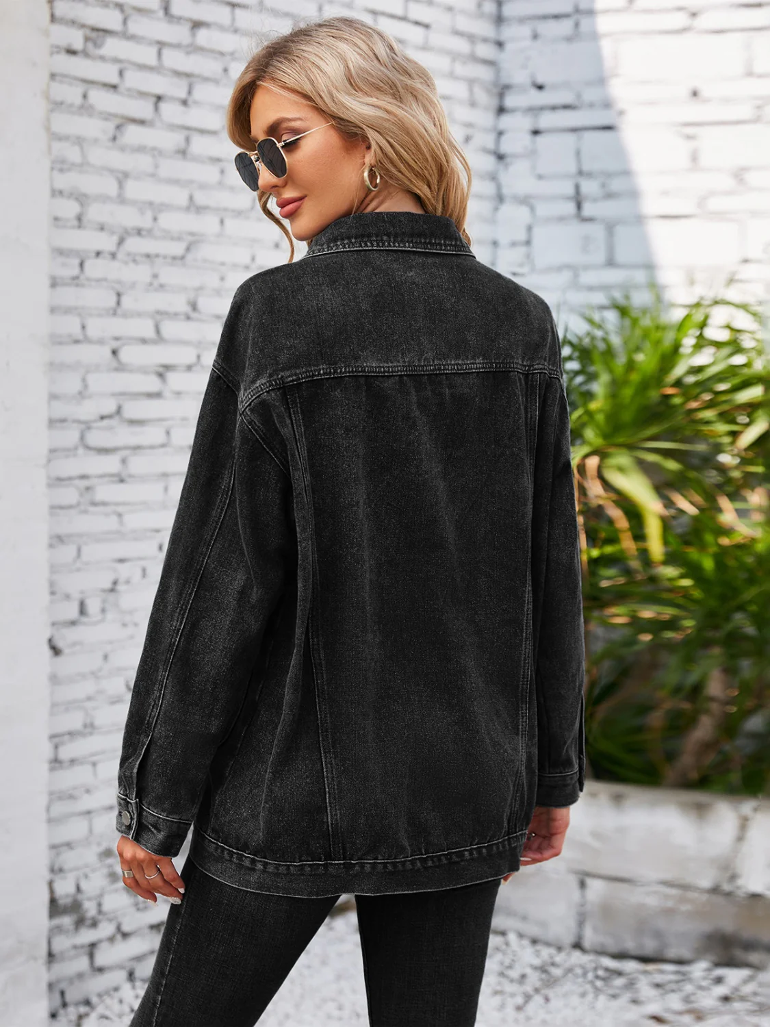 Button Up Long Sleeve Denim Jacket - Image 13