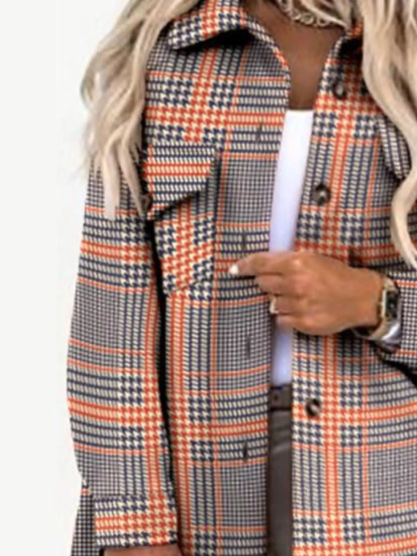 Button Up Long Sleeve Plaid Outerwear - Image 9