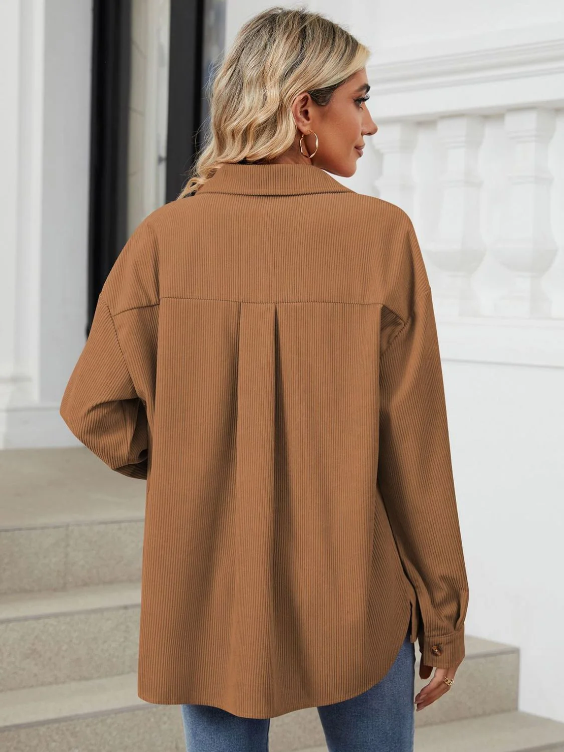 Button Up Long Sleeve Shirt with Breast Pockets - Image 10