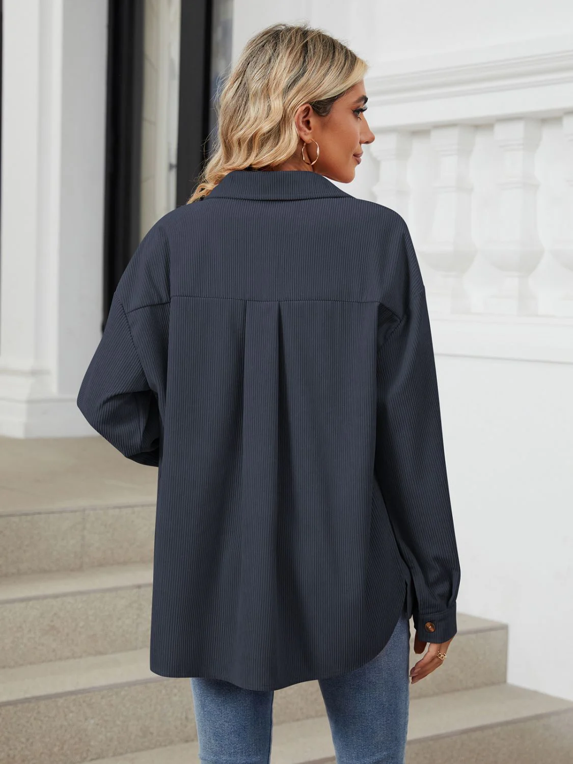 Button Up Long Sleeve Shirt with Breast Pockets - Image 15