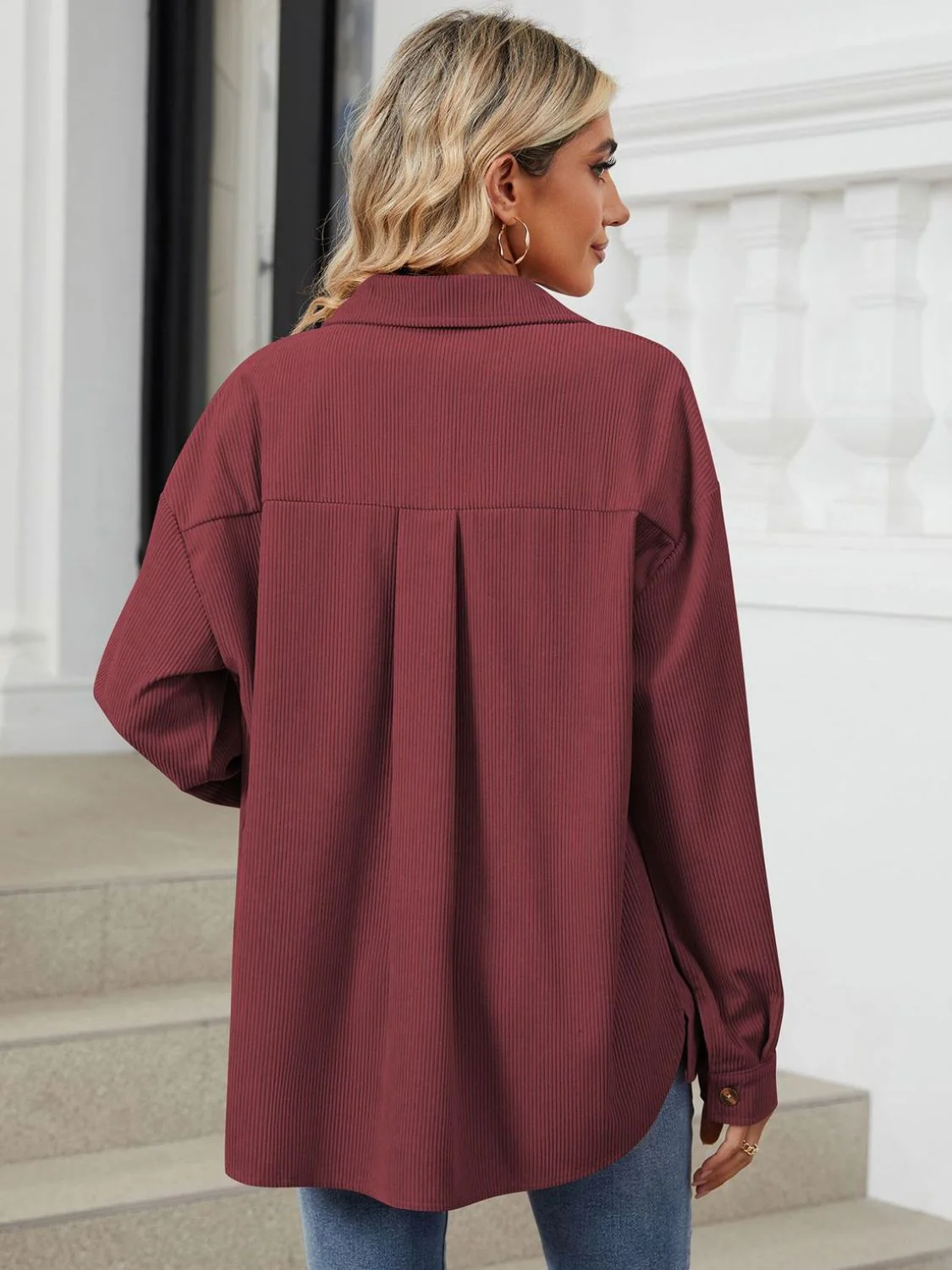 Button Up Long Sleeve Shirt with Breast Pockets - Image 20