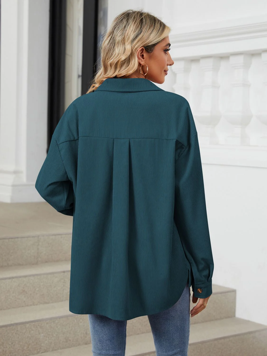 Button Up Long Sleeve Shirt with Breast Pockets - Image 29