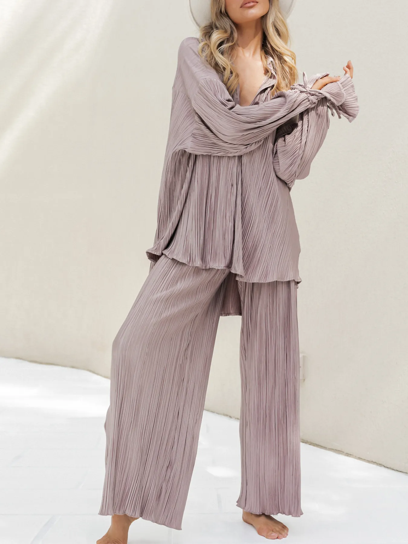 Button Up Long Sleeve Top and Pants Set - Image 18