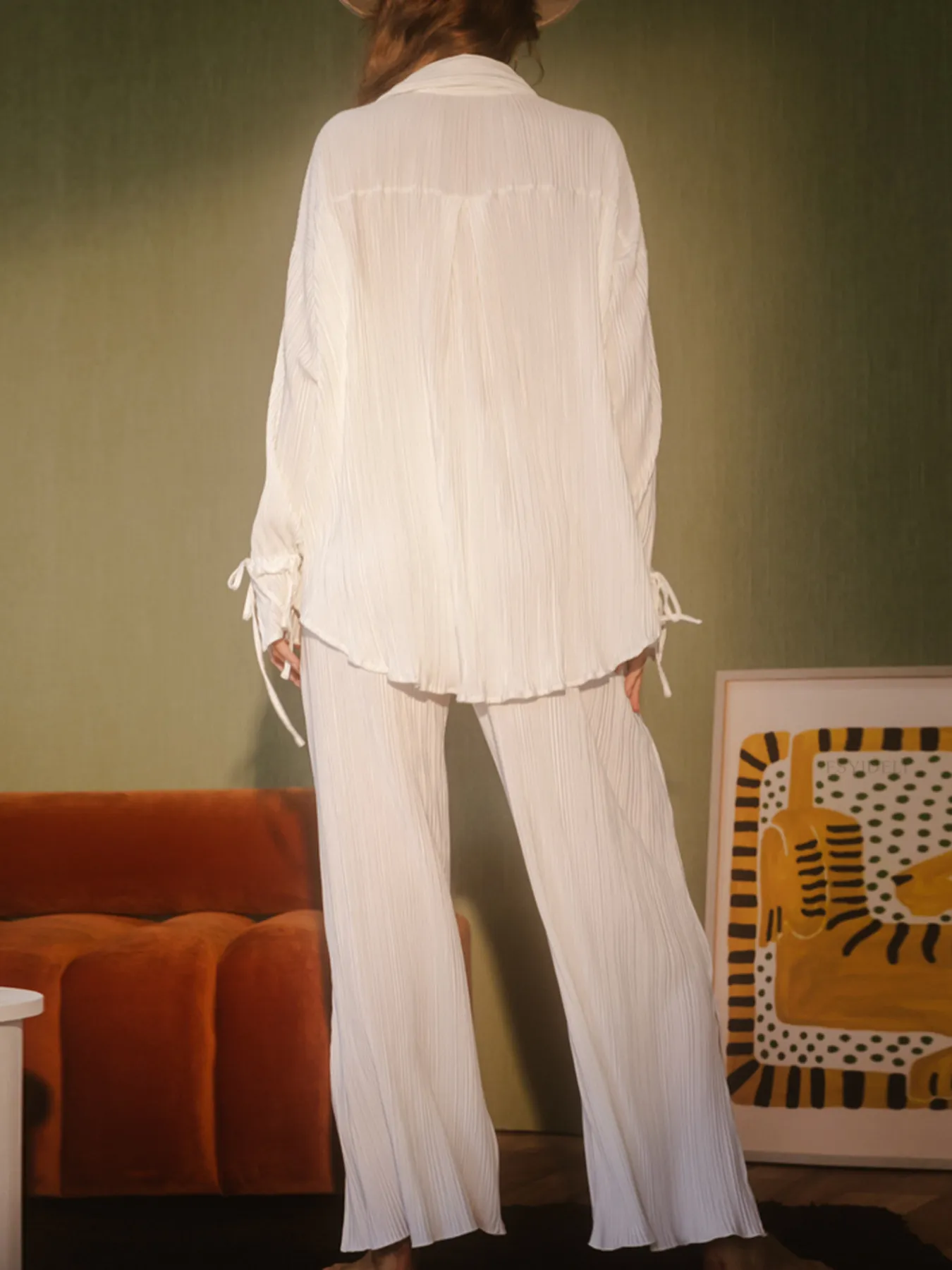 Button Up Long Sleeve Top and Pants Set - Image 22