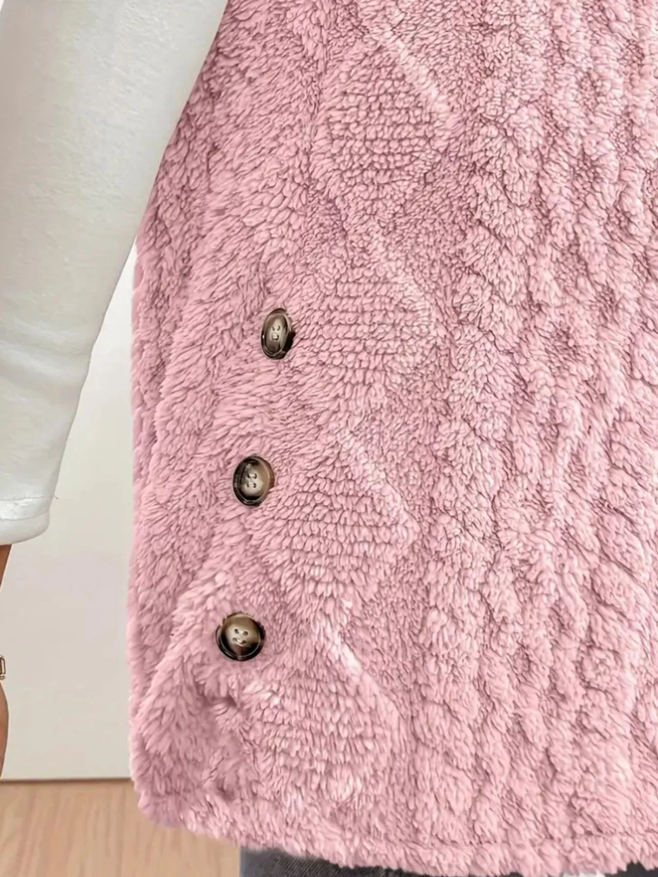 Button Up Plush Hooded Vest Coat - Image 14