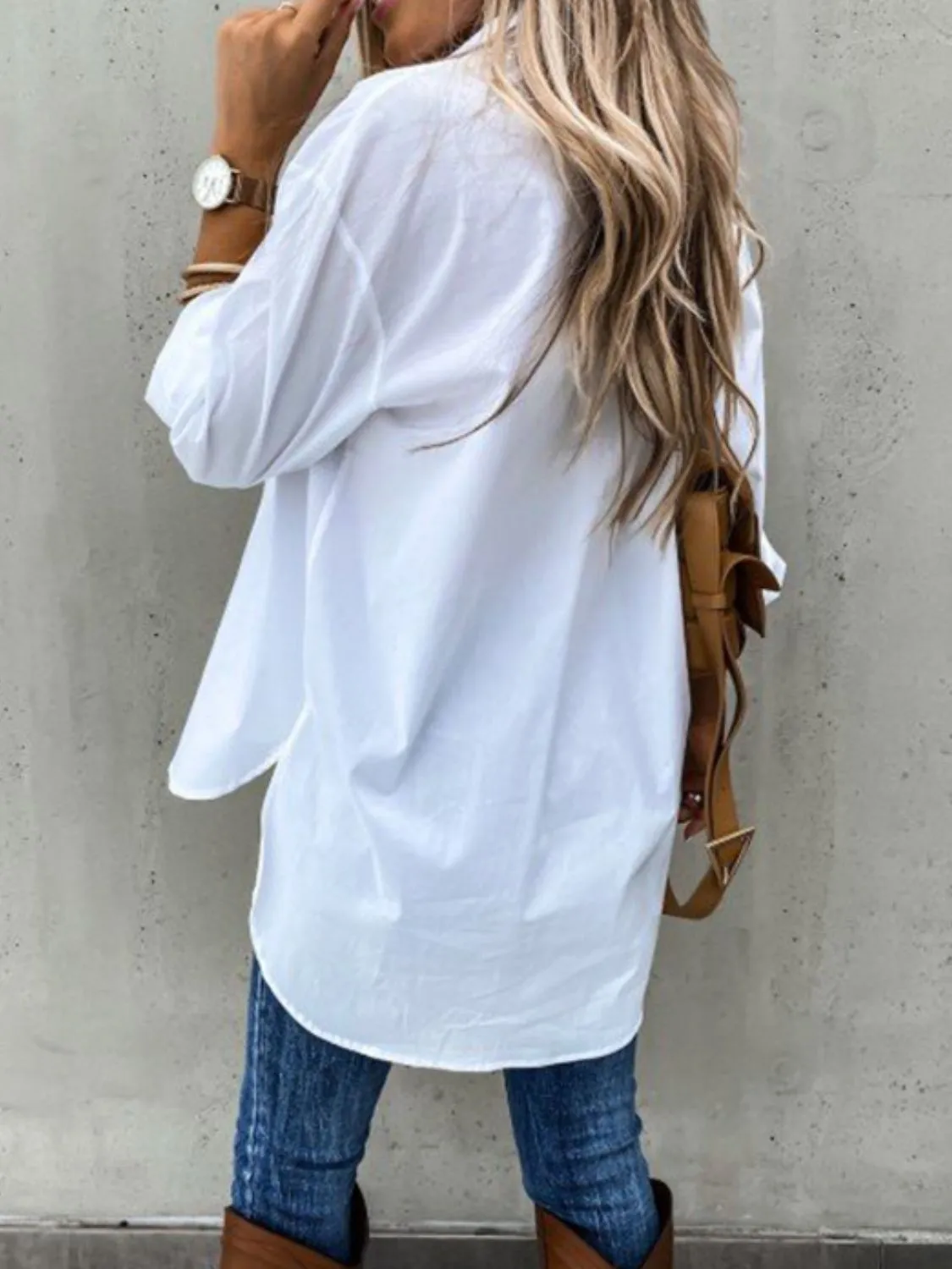 Button Up Roll-Tab Sleeve Shirt - Image 4