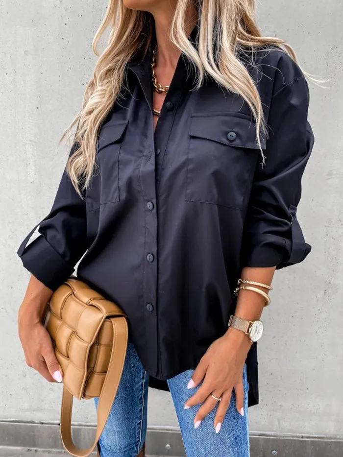 Button Up Roll-Tab Sleeve Shirt - Image 5