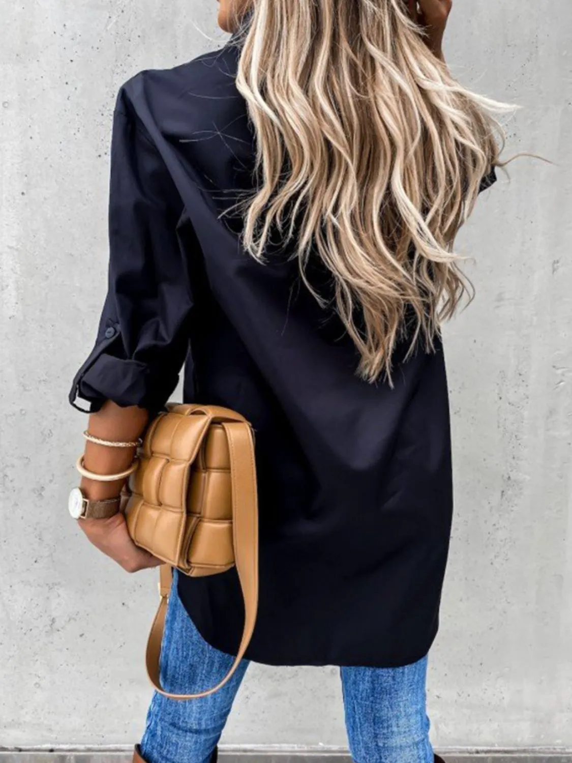 Button Up Roll-Tab Sleeve Shirt - Image 6