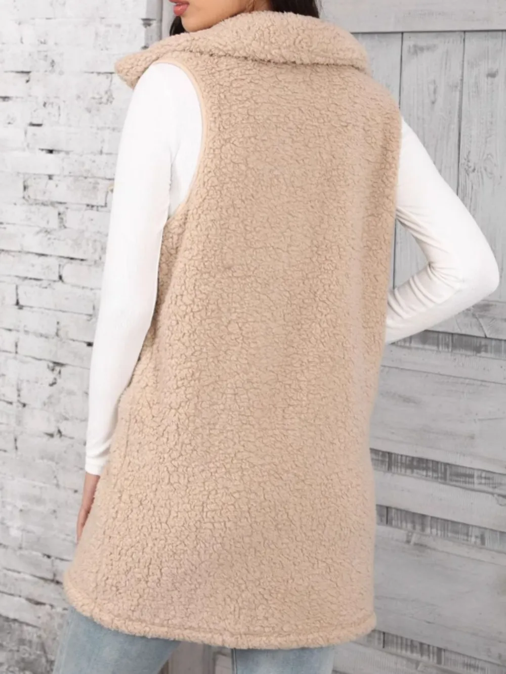 Button Up Teddy Vest Coat - Image 2