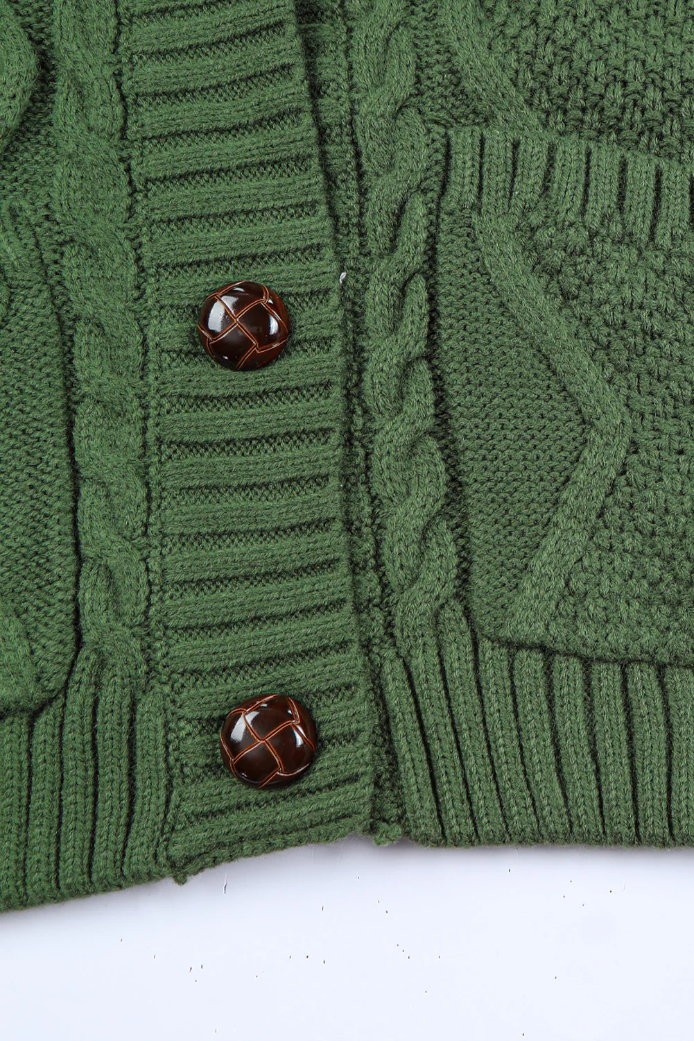 Cable-Knit Button Down V-Neck Cardigan - Image 12