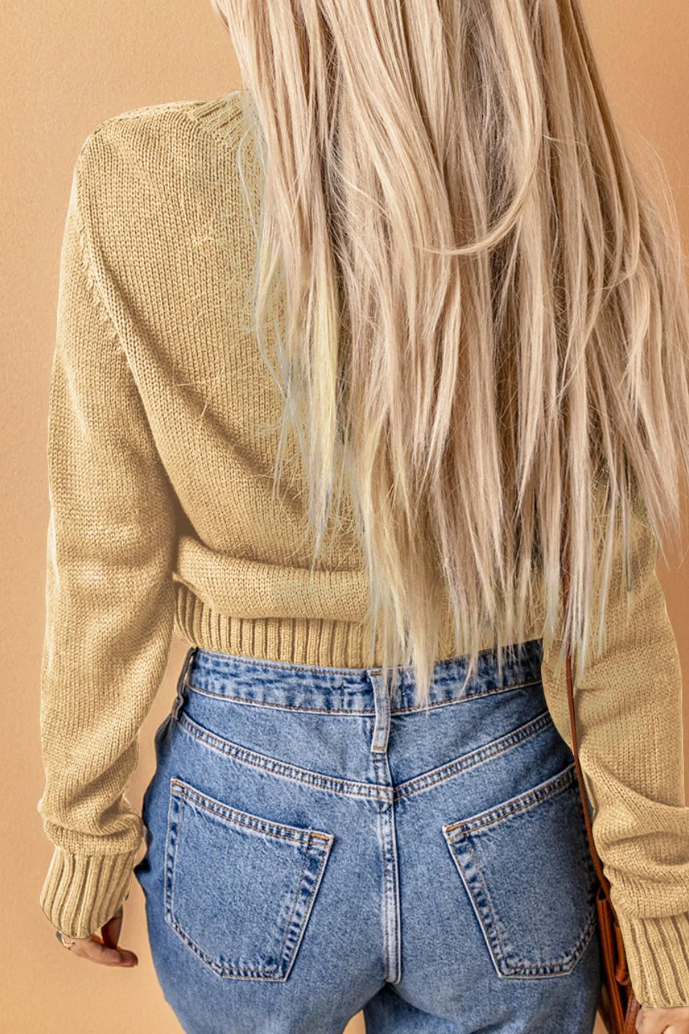 Cable-Knit Button Down V-Neck Cardigan - Image 17