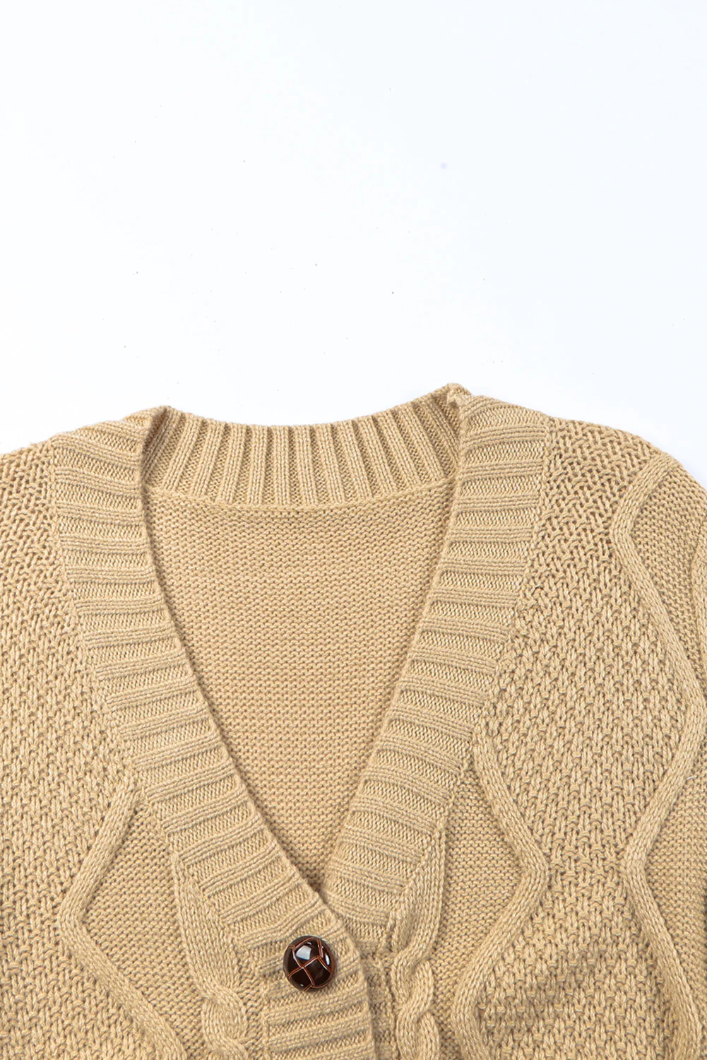 Cable-Knit Button Down V-Neck Cardigan - Image 19