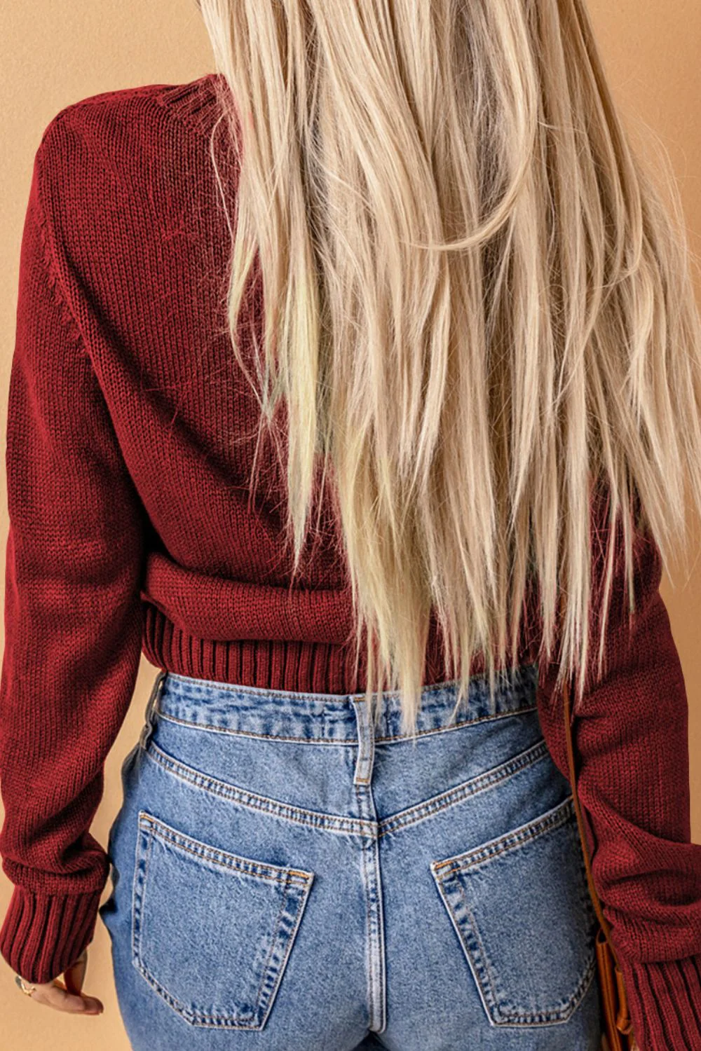Cable-Knit Button Down V-Neck Cardigan - Image 4