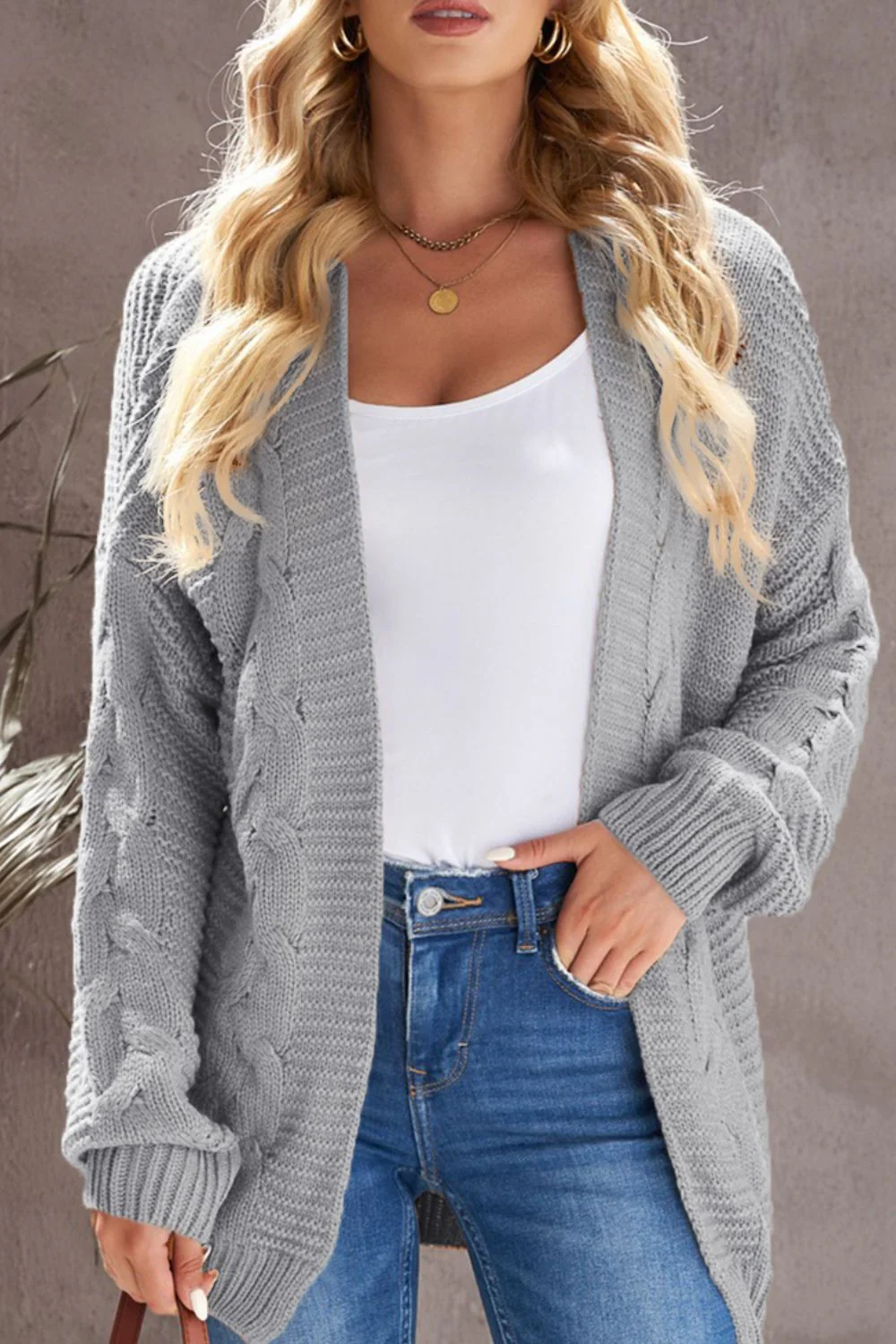 Cable-Knit Open Front Cardigan - Image 20
