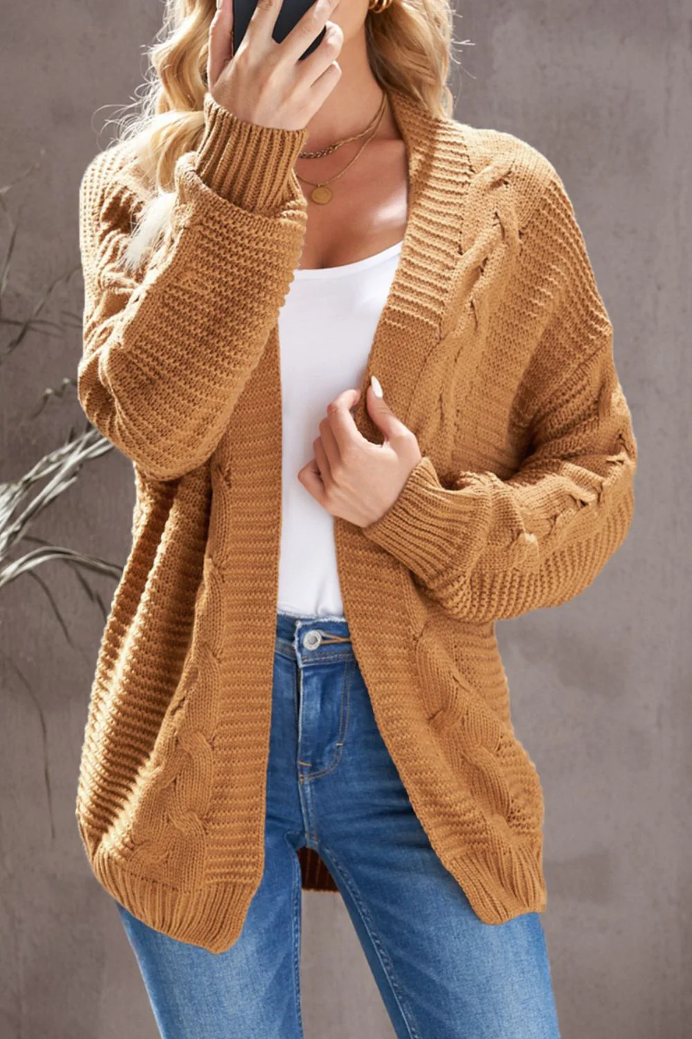 Cable-Knit Open Front Cardigan - Image 25