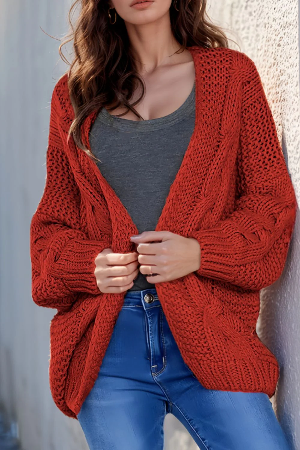 Cable-Knit Open Front Cardigan - Image 6