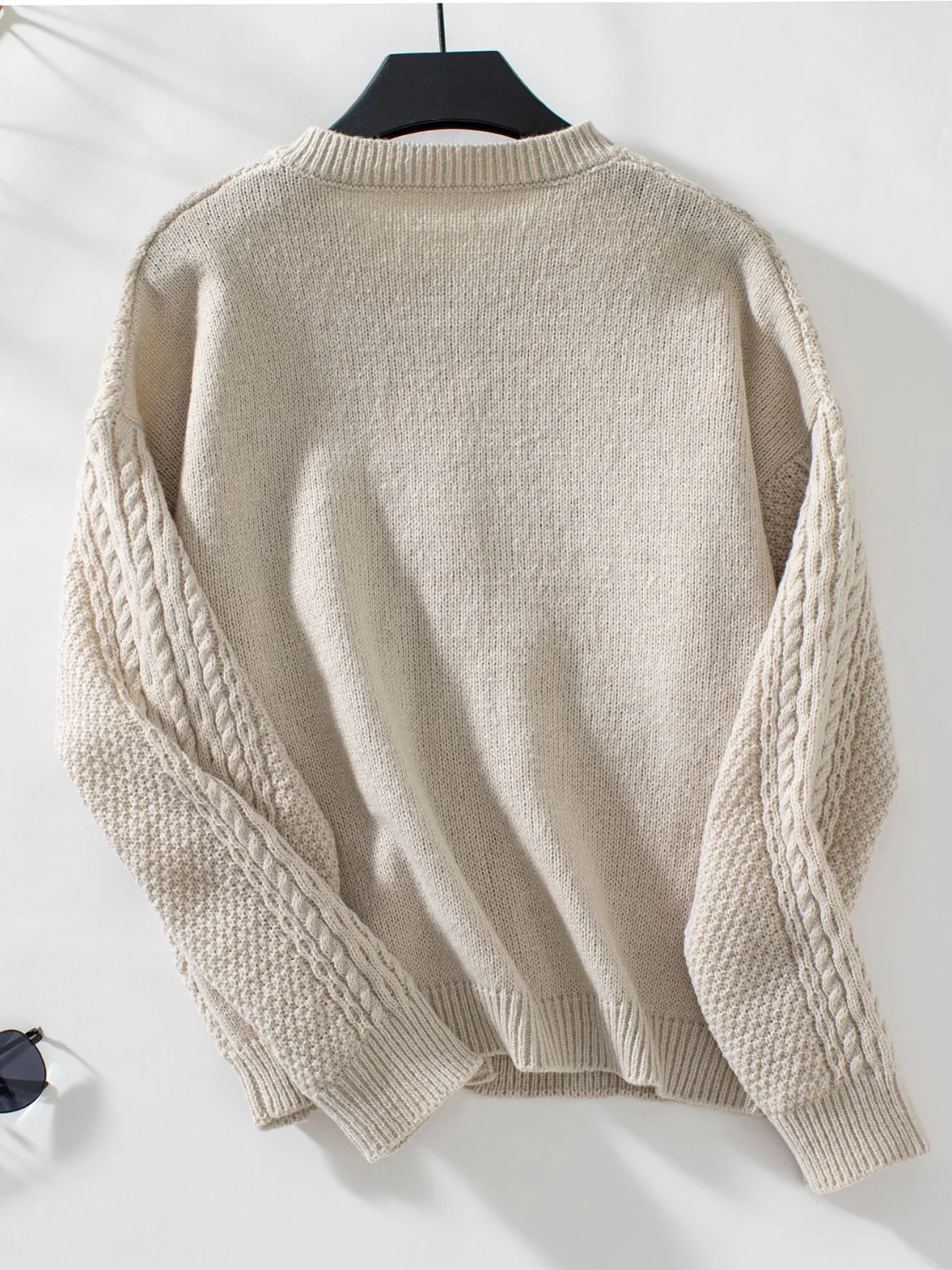 Cable-Knit Round Neck Button Up Cardigan - Image 8