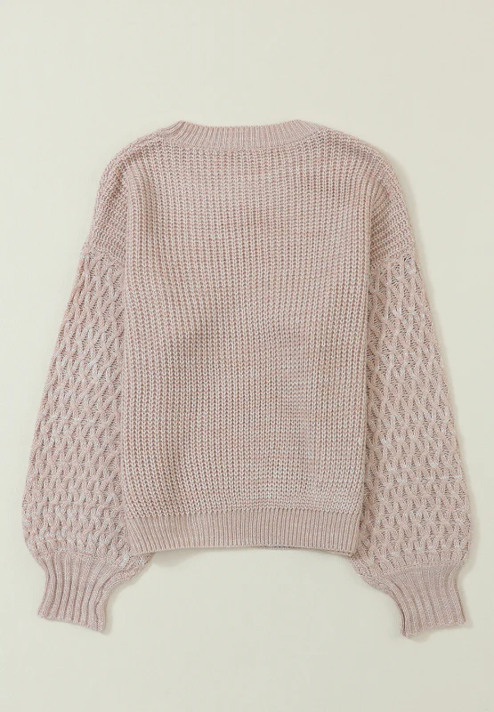 Cable-Knit Round Neck Dropped Shoulder Sweater - Image 6