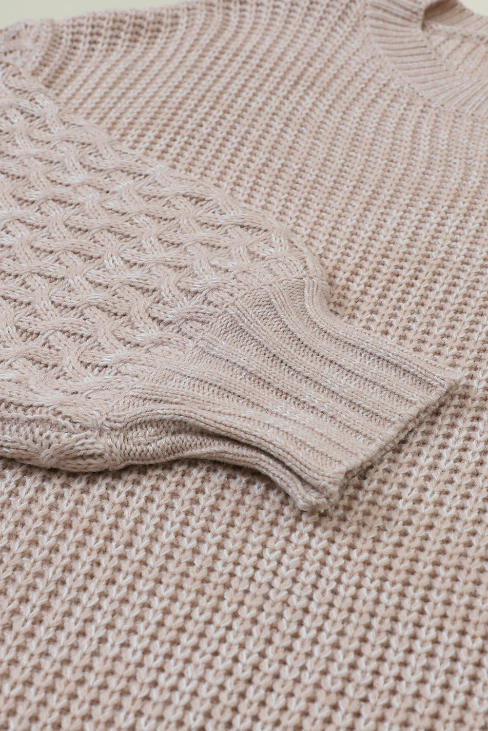 Cable-Knit Round Neck Dropped Shoulder Sweater - Image 8
