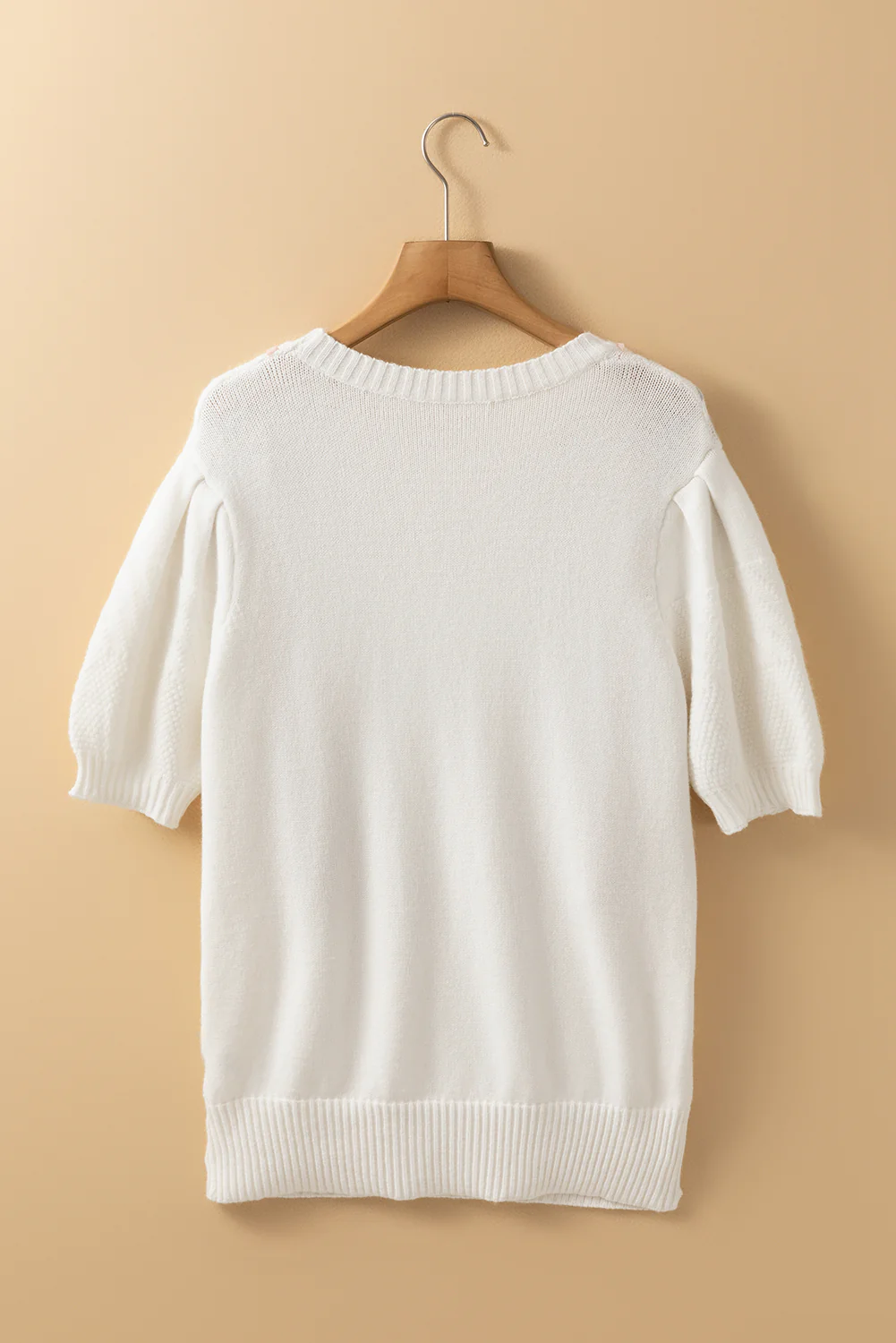 Cable Knit Round Neck Half Sleeve Sweater - Image 7