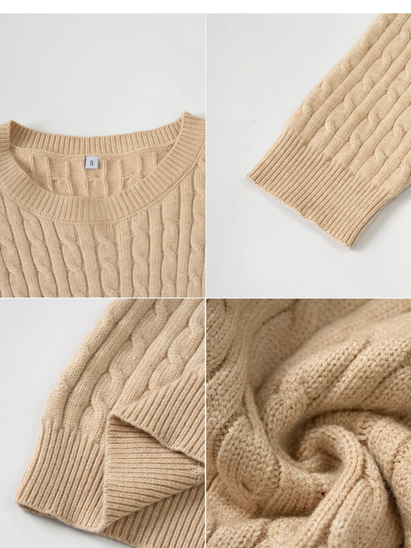 Cable-Knit Round Neck Pullover Sweater - Image 15