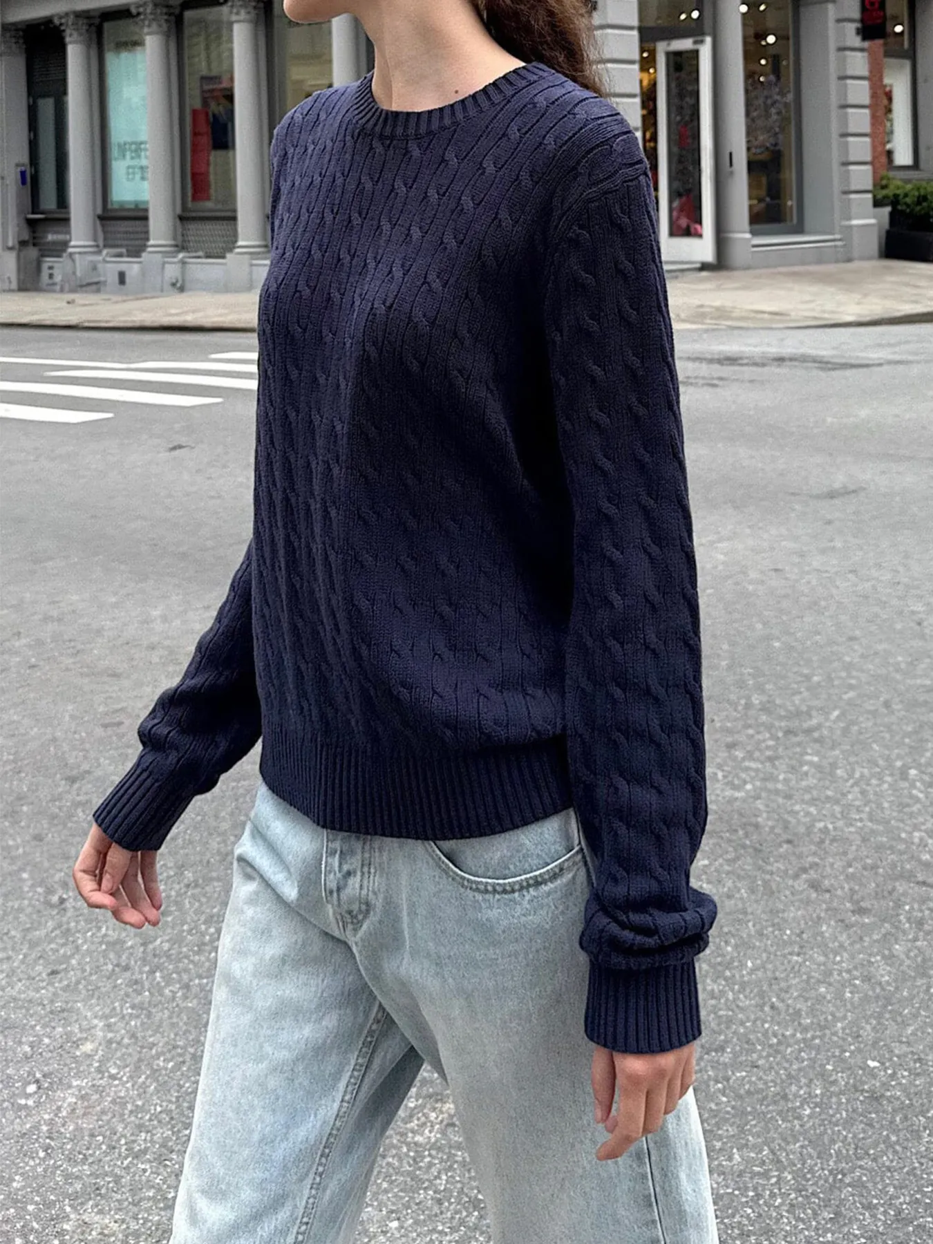 Cable-Knit Round Neck Pullover Sweater - Image 5